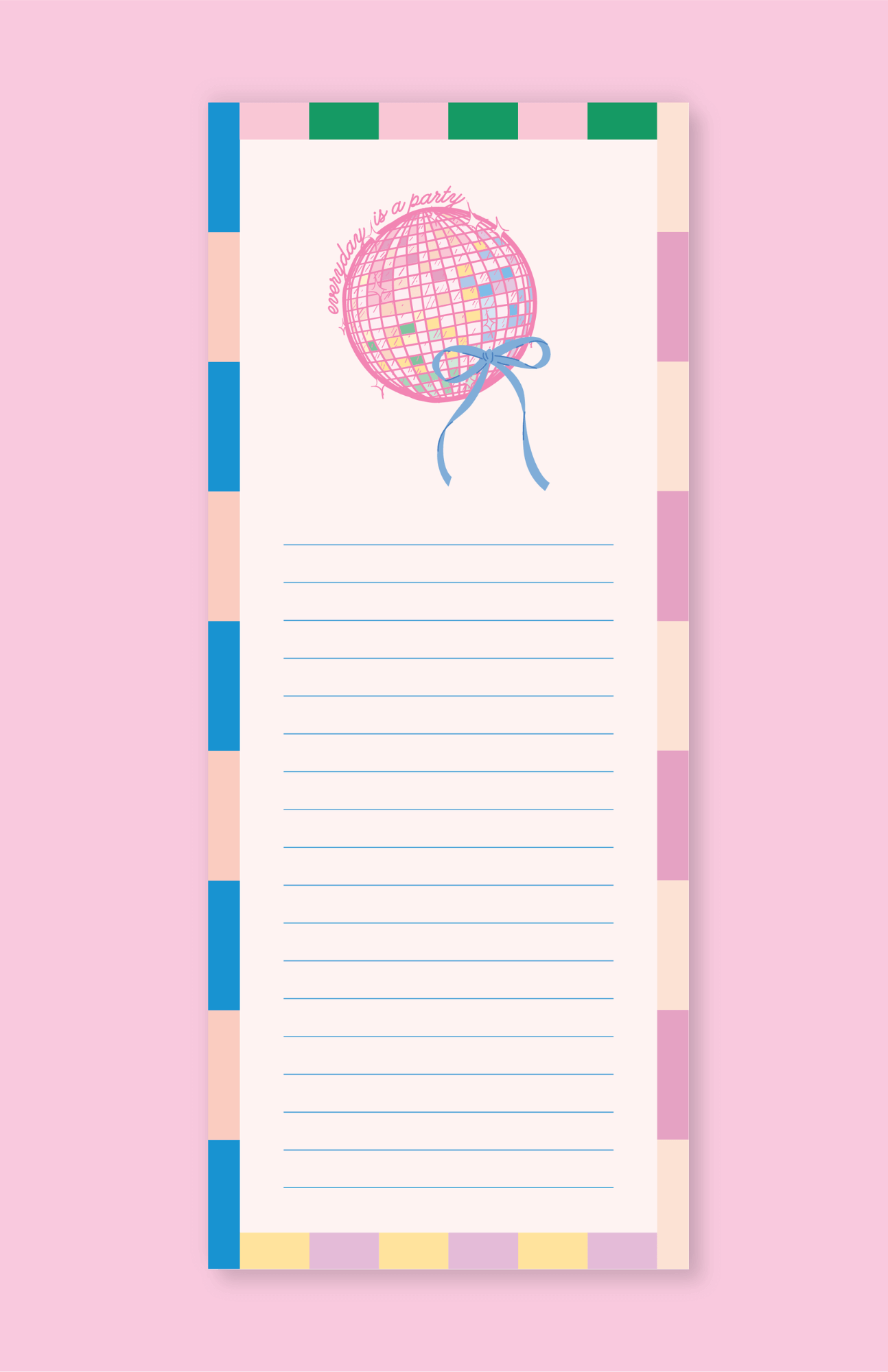 Everyday is a Party Disco Ball Bow List Notepad