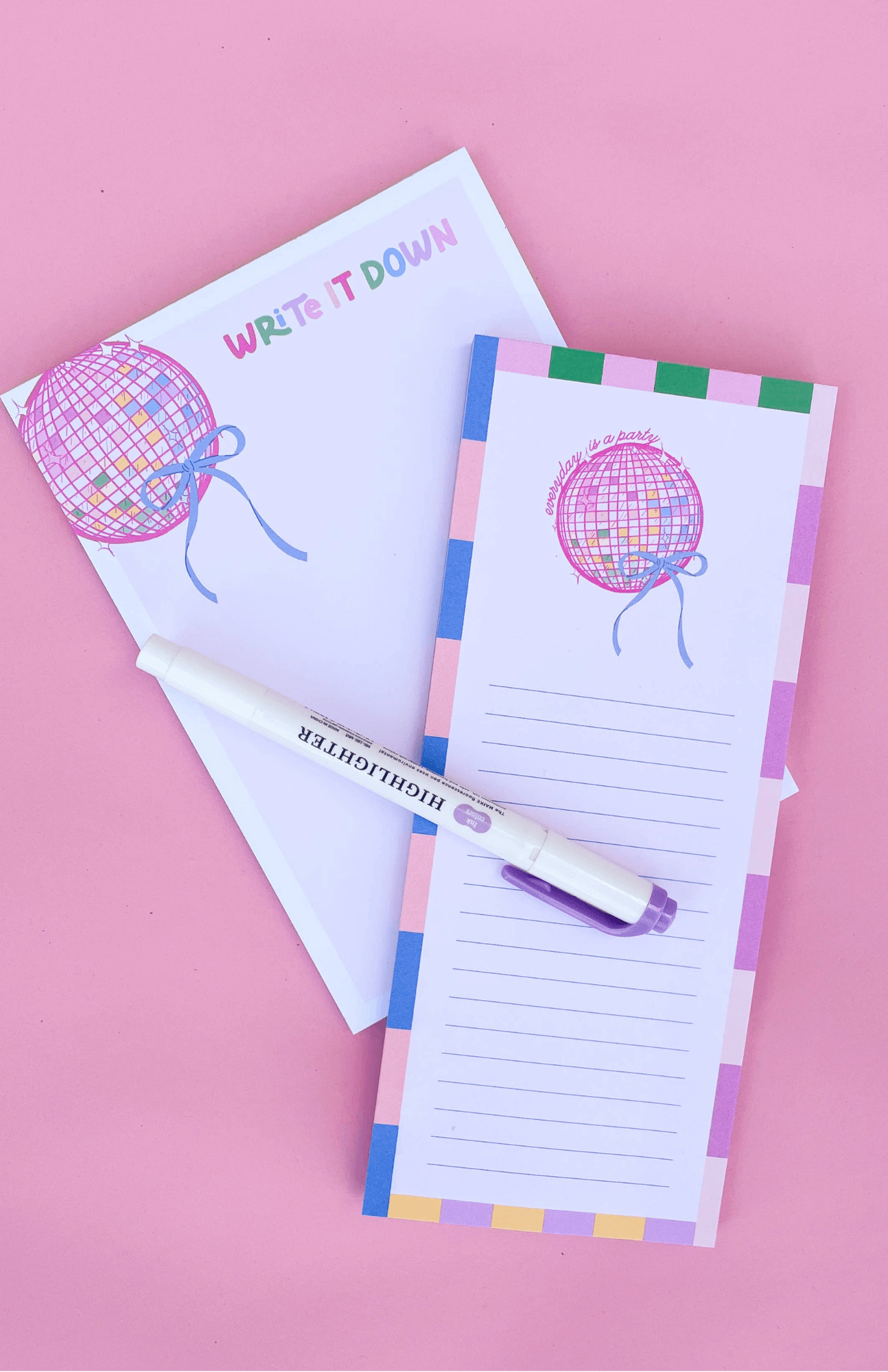 Everyday is a Party Disco Ball Bow List Notepad