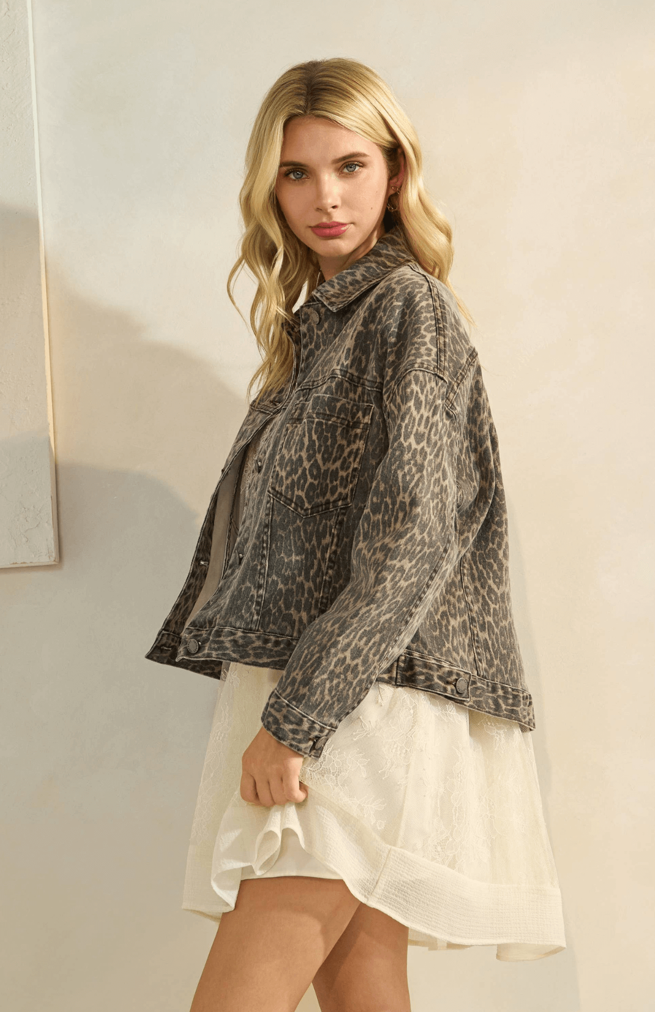 Shay Leopard Denim Jacket