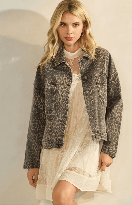 Shay Leopard Denim Jacket
