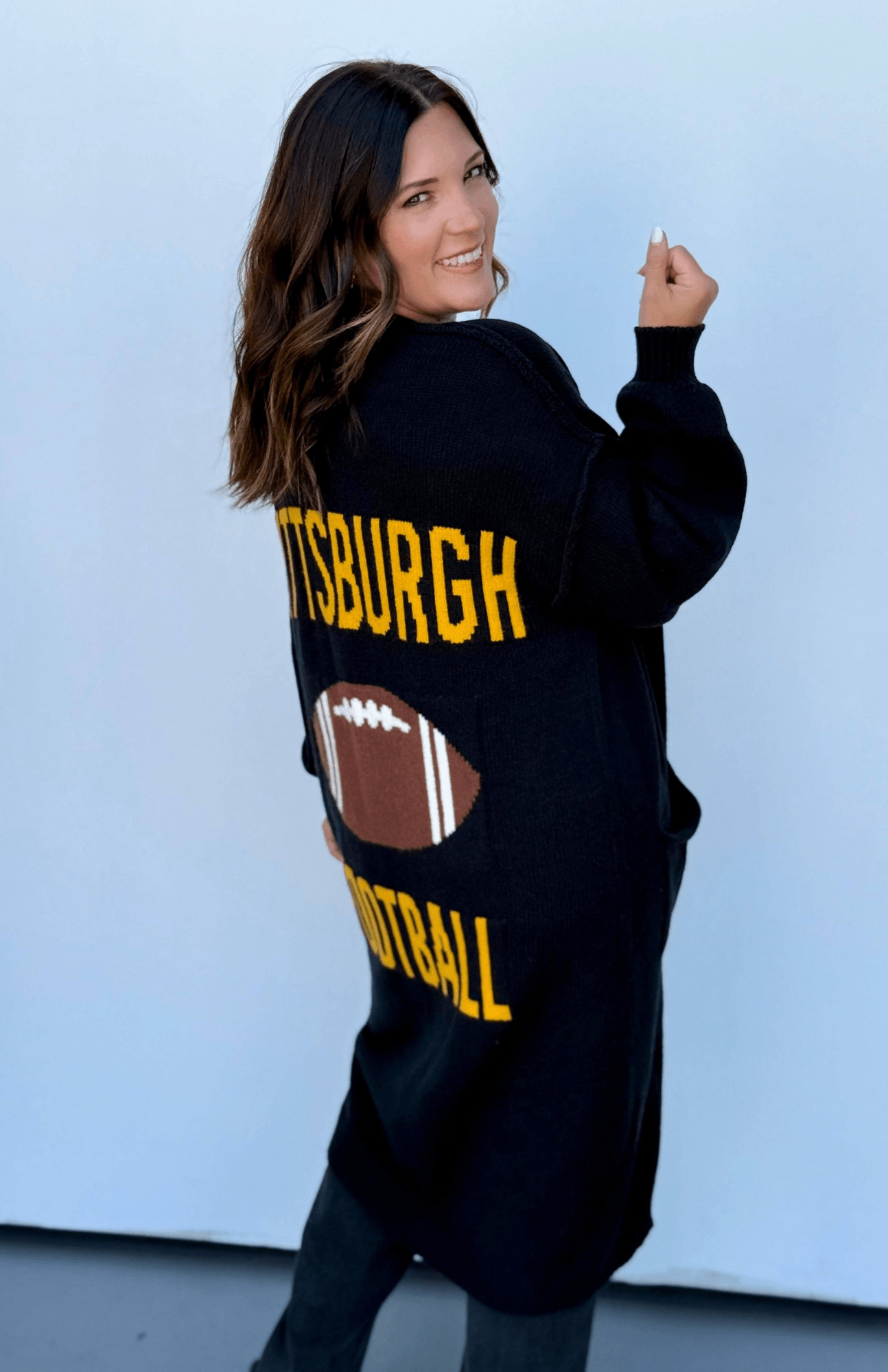 50 yards, Pittsburgh Football Long Cardigan women's game day sweater