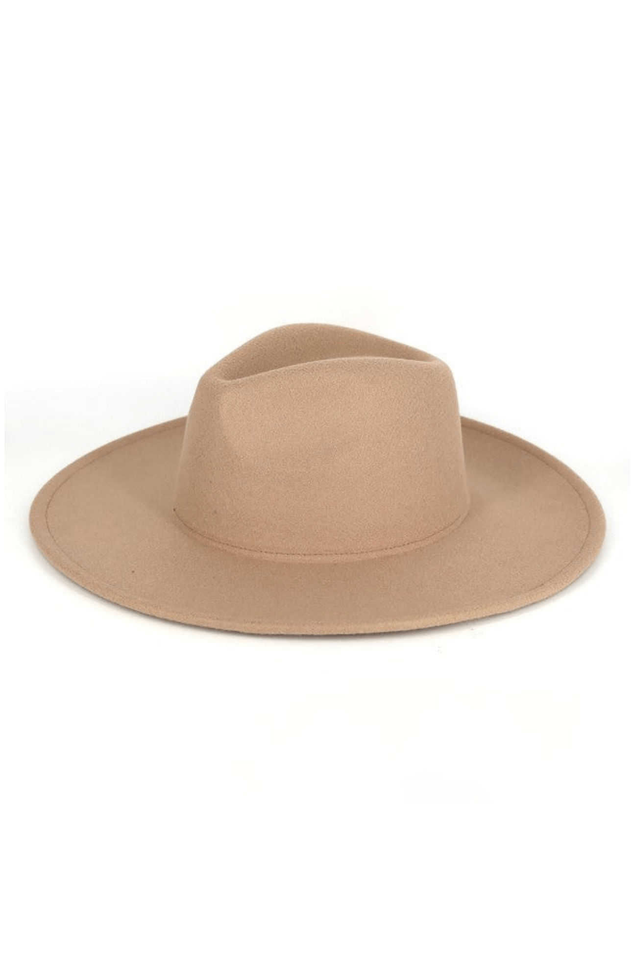 Finley Wide Brim Fedora Hat - Almond