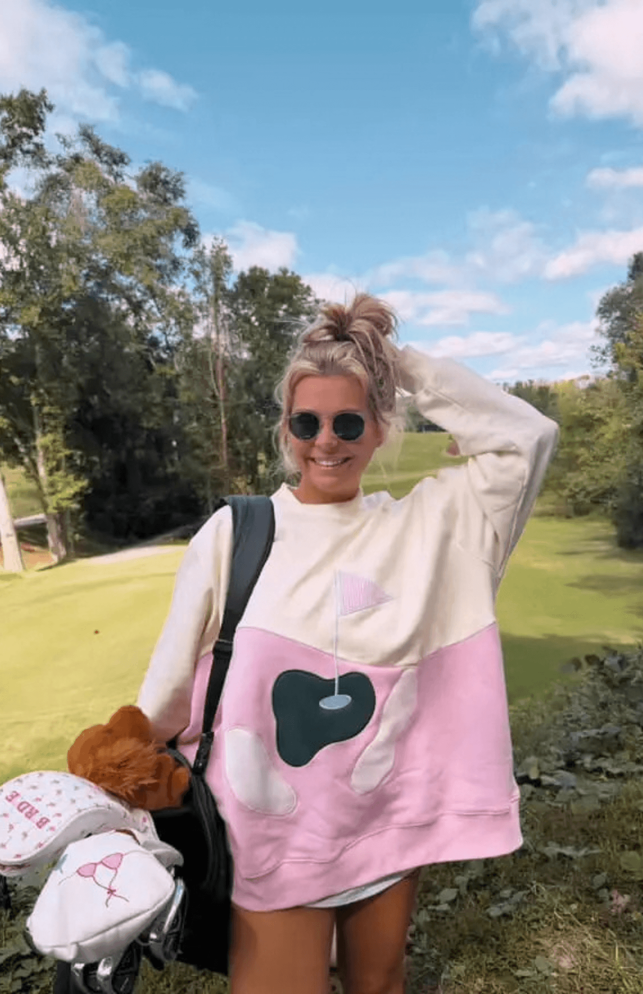 Women's oversized 100% cotton Golf Mockneck Crew sweatshirt