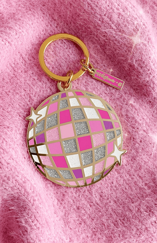 Disco Ball Enamel Keychain