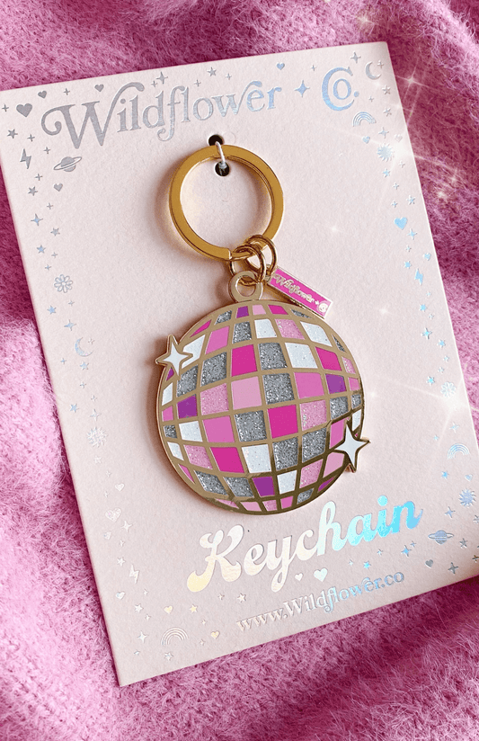Disco Ball Enamel Keychain