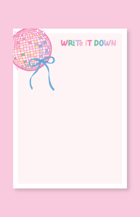 Write It Down Disco Ball Bow Notepad