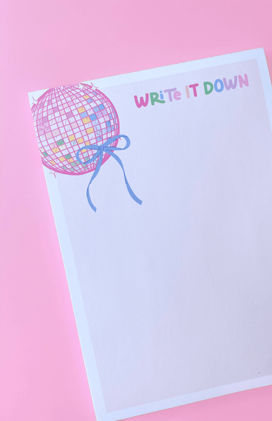 Write It Down Disco Ball Bow Notepad