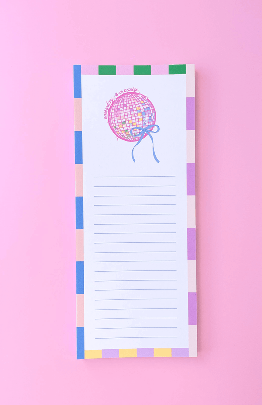 Everyday is a Party Disco Ball Bow List Notepad
