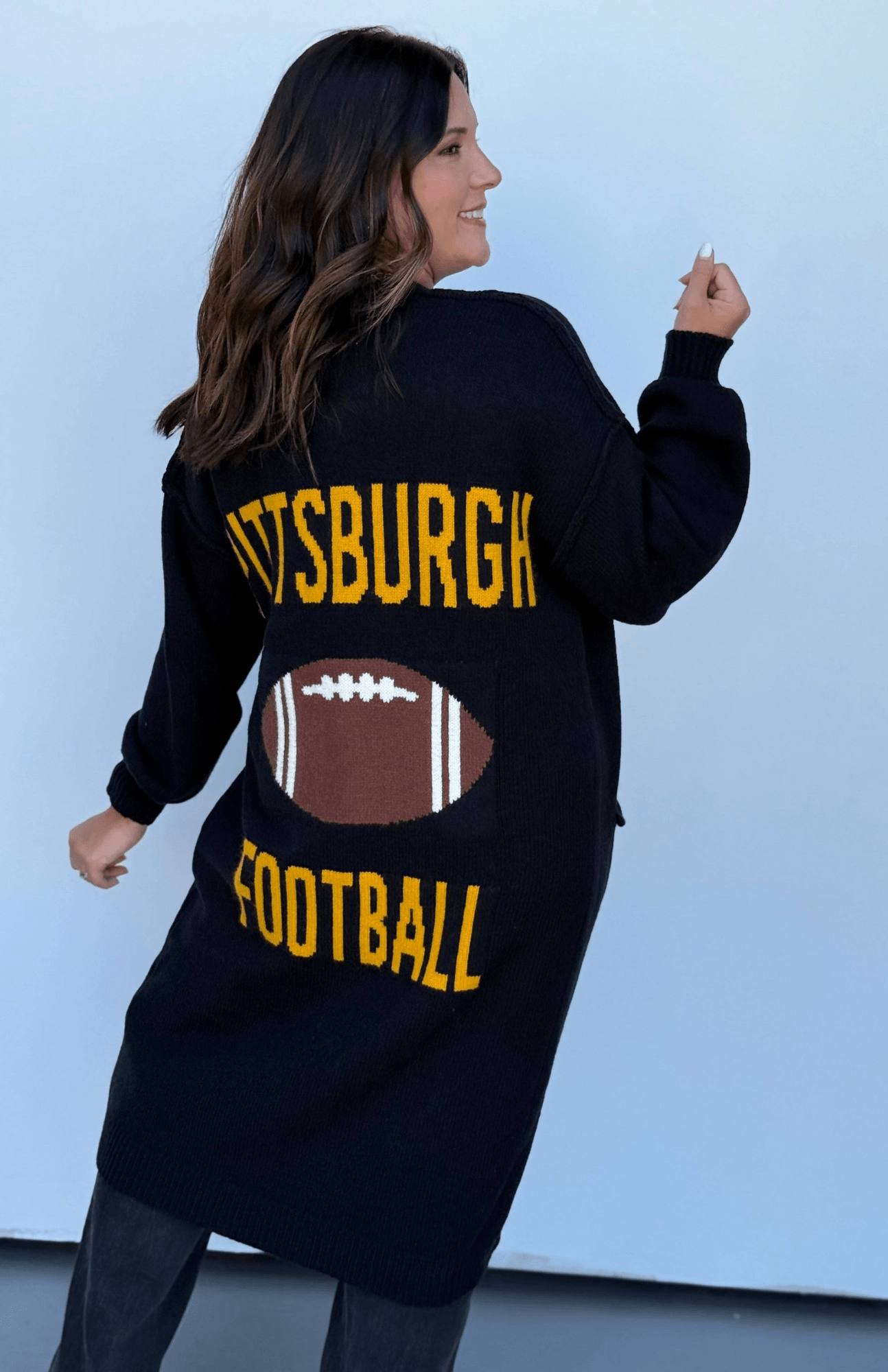 50 Yards, Pittsburgh Football Long Cardigan women's game day sweater