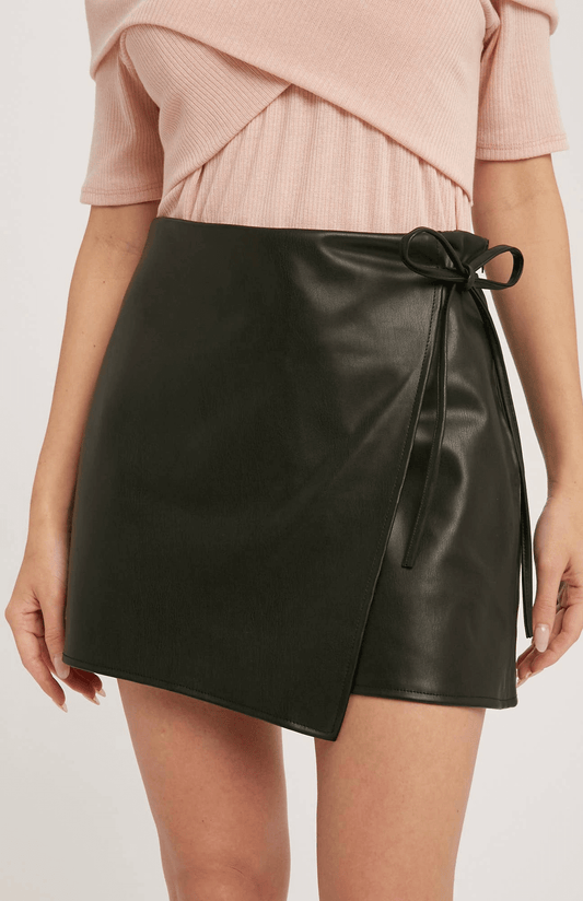 Heather Faux Leather Skort