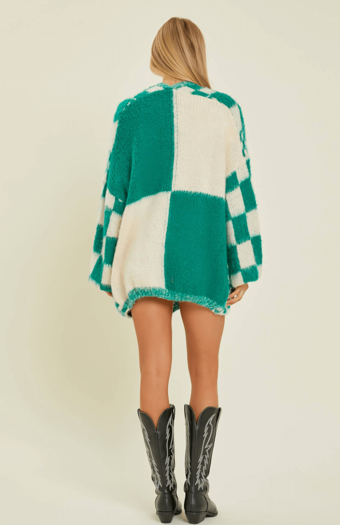 Jade Checker Cardigan