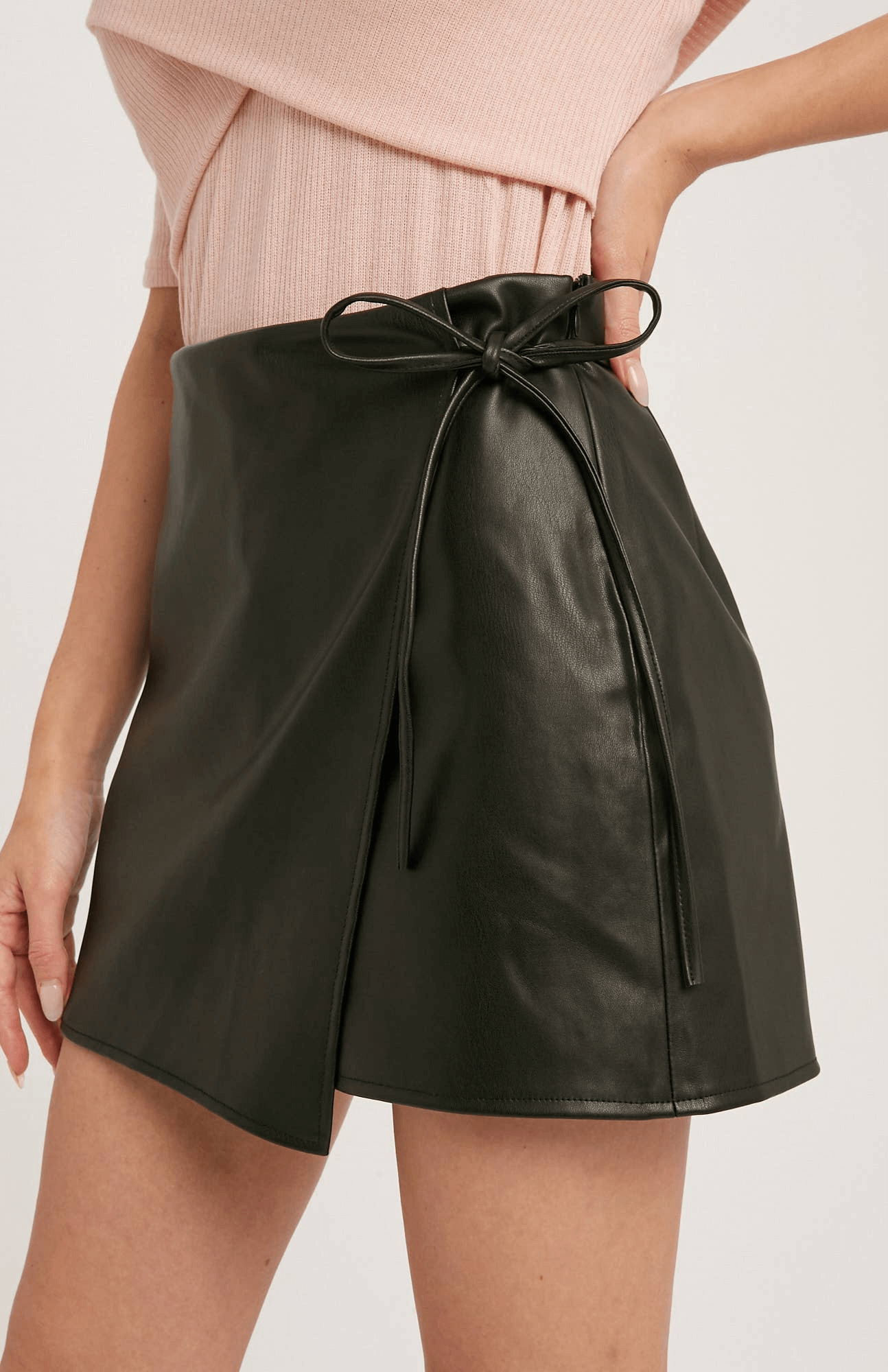 Heather Faux Leather Skort