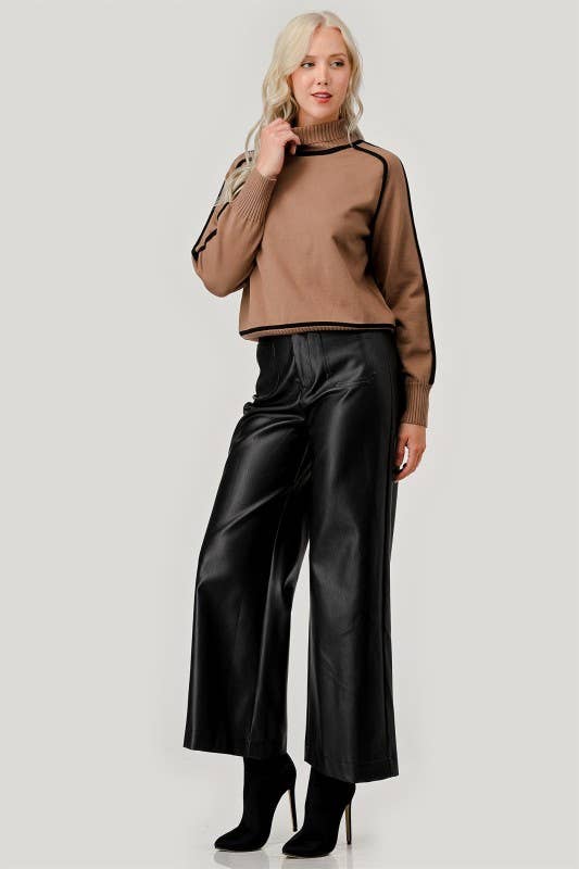 Joey Faux Leather Wide Leg Pant