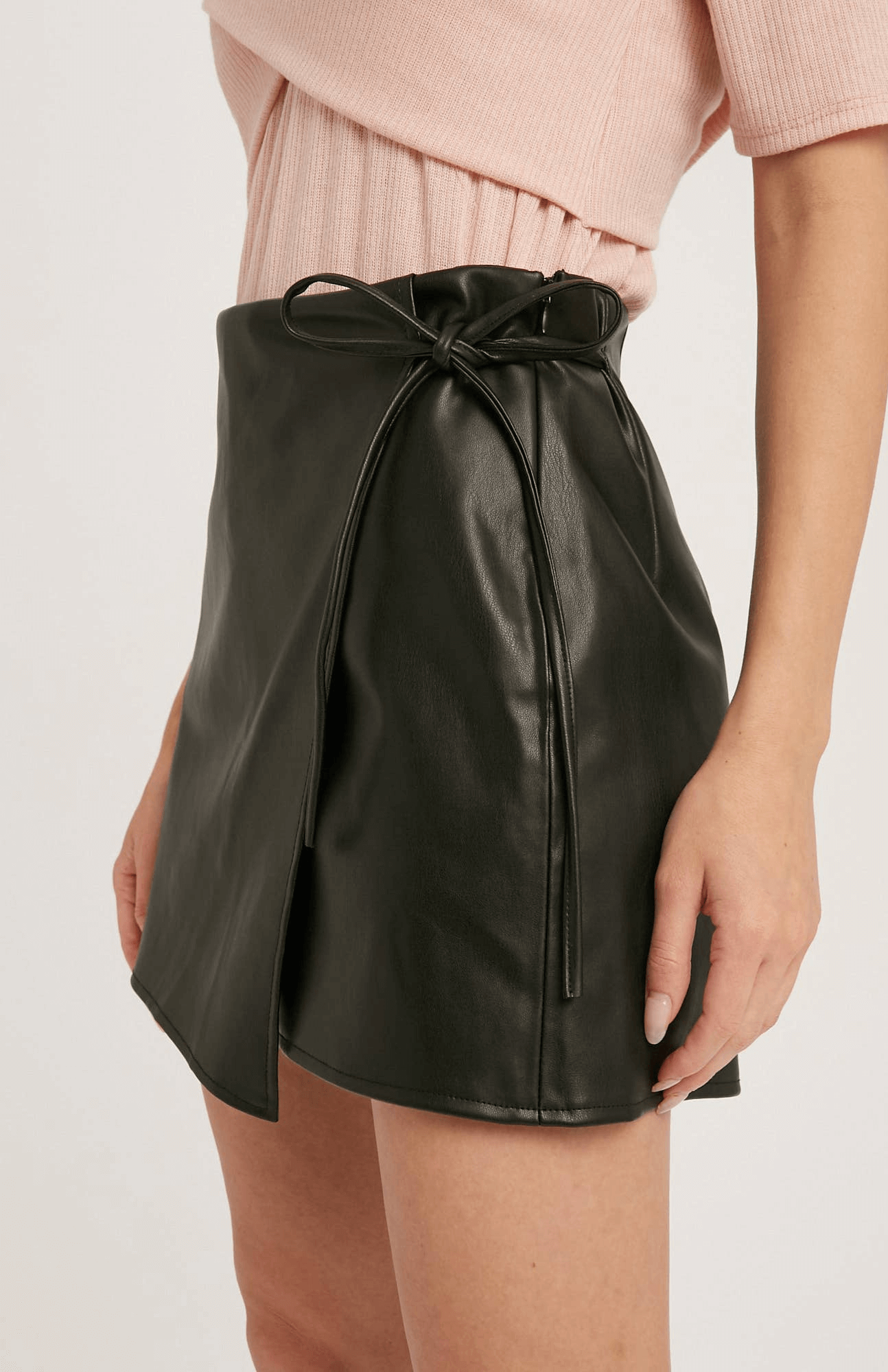 Heather Faux Leather Skort