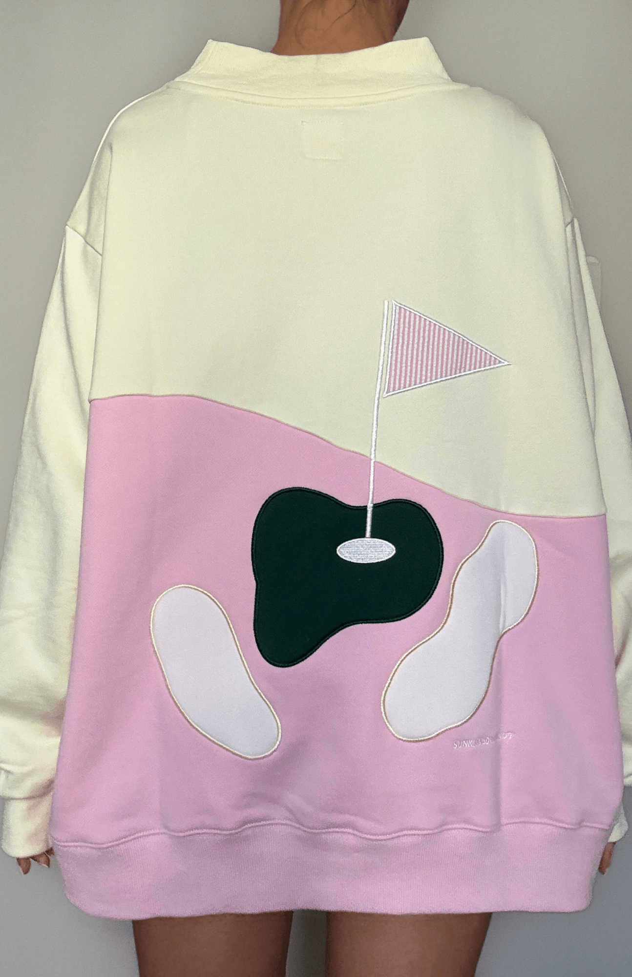 Women's oversized 100% cotton Golf Mockneck Crew sweatshirt