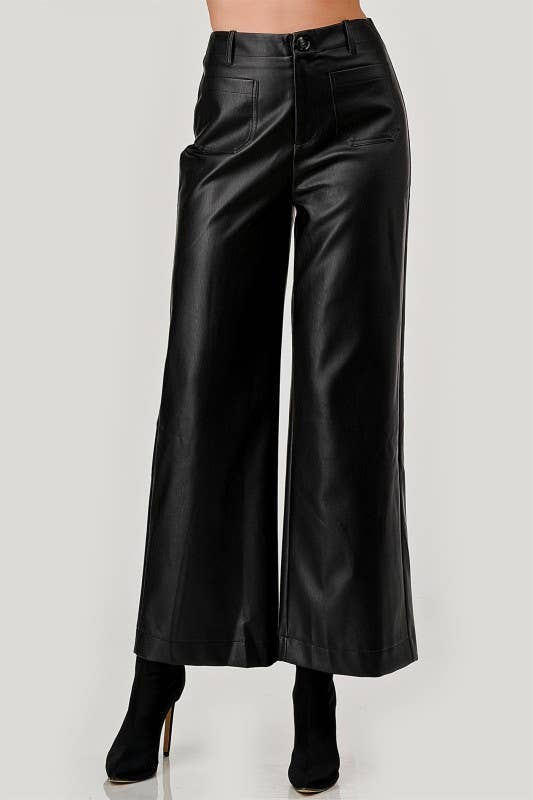 Joey Faux Leather Wide Leg Pant