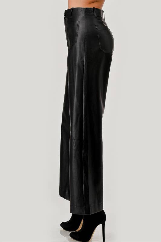 Joey Faux Leather Wide Leg Pant