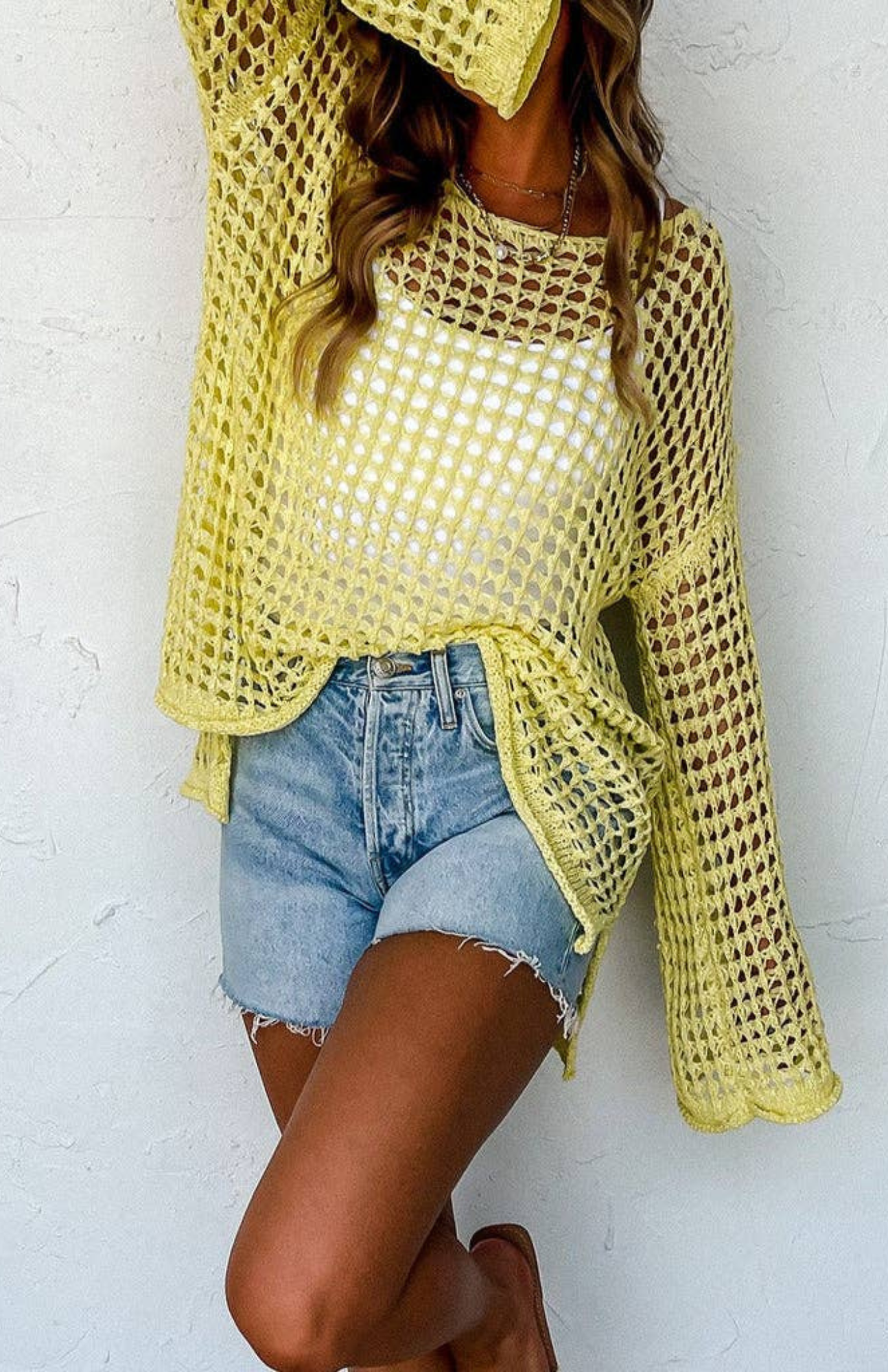 Sunshine Crochet Bell Sleeve Sweater