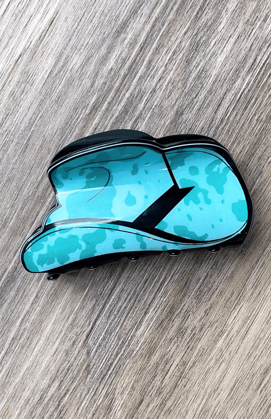 Long Live Cowgirls Claw Clip - Blue Cow Print