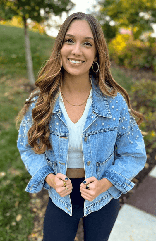 Pearl Studded Denim Jacket