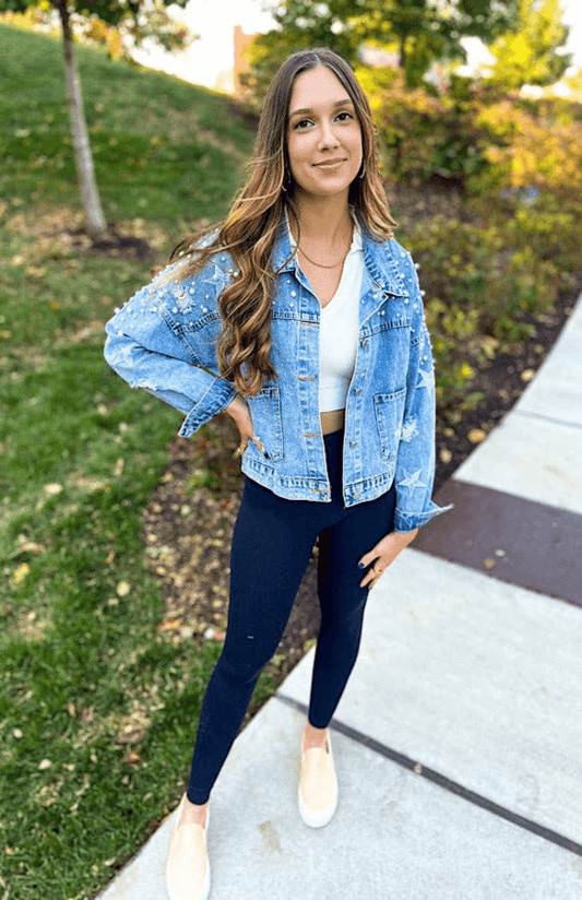 Pearl Studded Denim Jacket