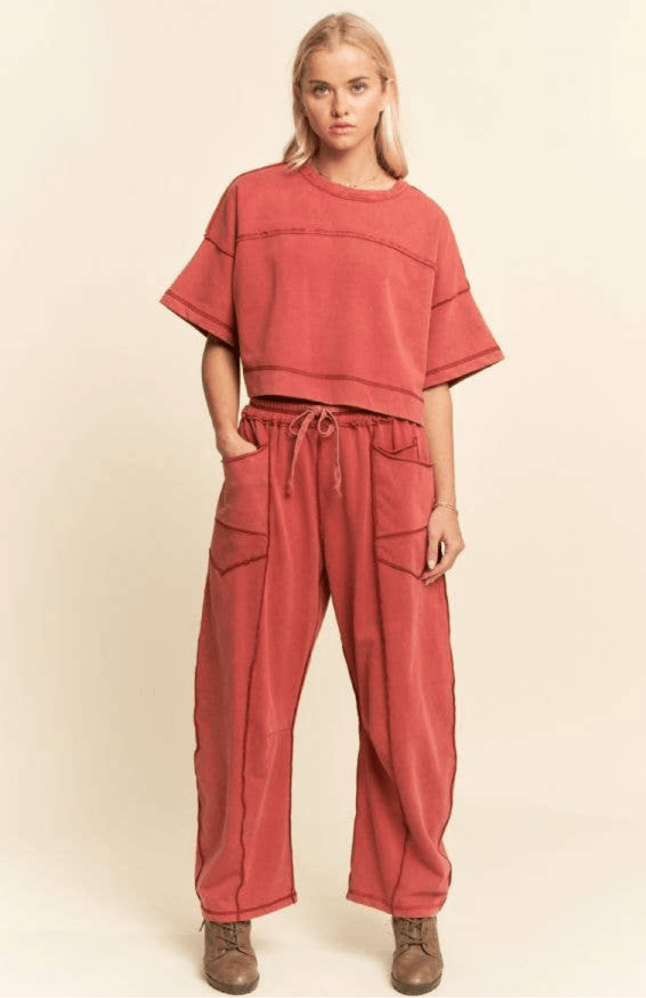 Boho Mineral Wash Bottom - Wine