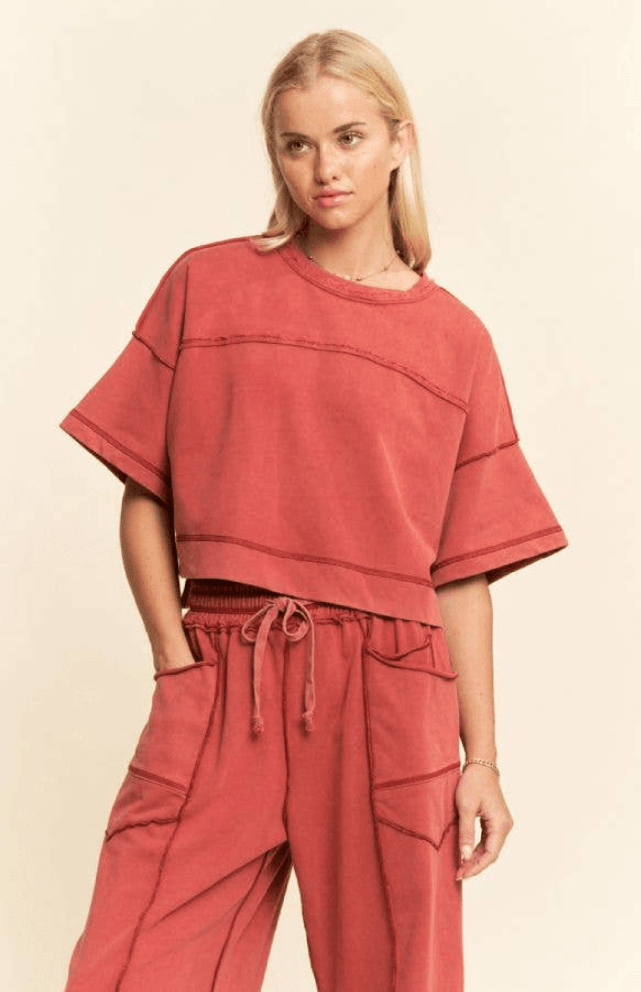 Boho Mineral Wash Bottom - Wine