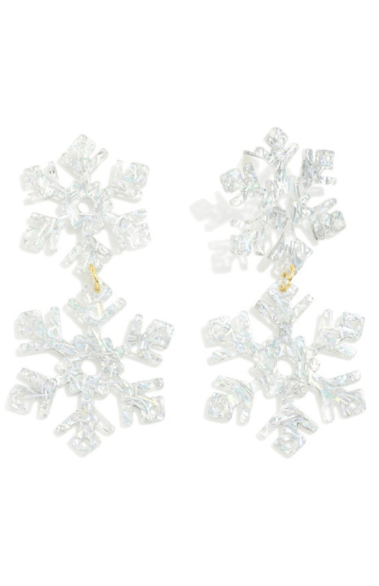 Glitter Drop Snowflake Earrings