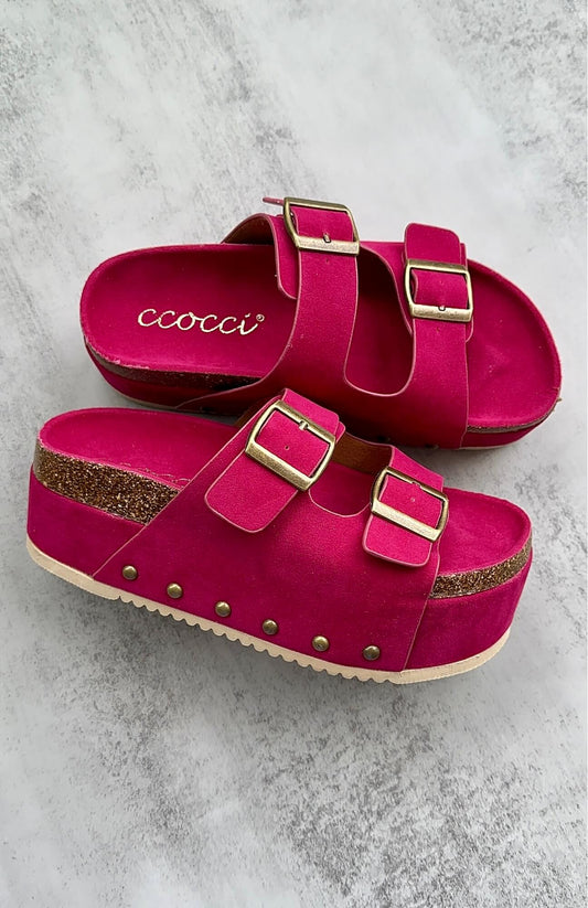 Lizzie Platform Sandal - Fuchsia